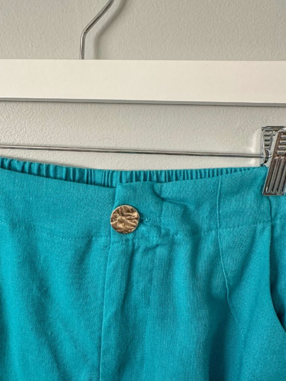 House of Harlow 1960 Teal Linen Blend Shorts - Picture 3 of 8